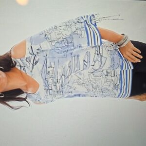 Chico's Coastal Musings Cold-shoulder Top NWOT Size M/8 (Chico's 1)